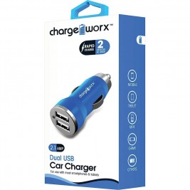 Cargador de coche USB dual azul CHARGEWORX