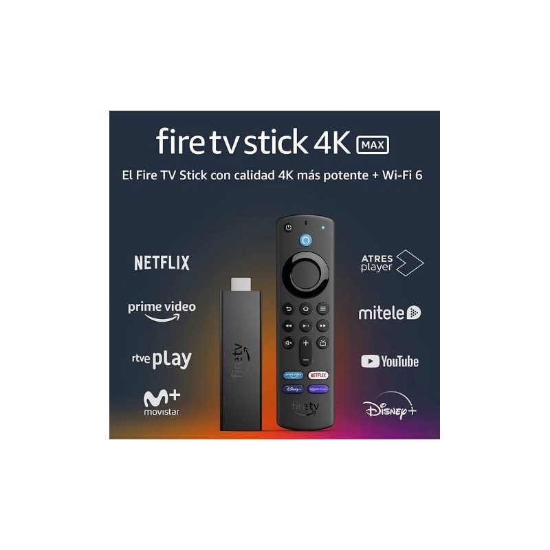 Dispositivo de streaming  Fire TV Stick 4K Max con Wi-Fi 6 y control  remoto por voz Alexa (incluye controles para la televisión)