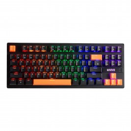 TECLADO MECÁNICO MARVO KRONE 87 KG901C GAMER, RGB, SWITCH BLUE, ANSI