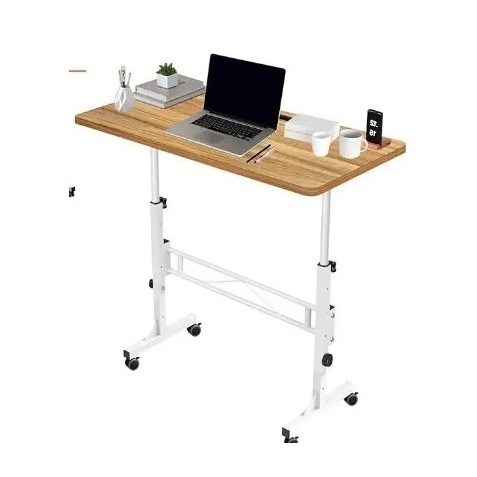 Escritorio móvil pequeño con ruedas para computadora portátil de 23.6 pulgadas para oficina portátil para sofá cama